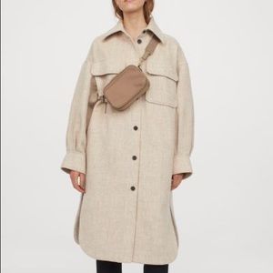 Long Shacket Beige Wool